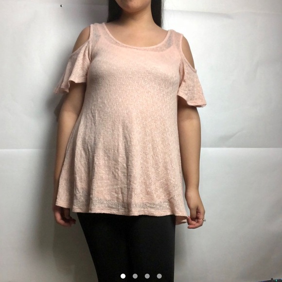 Peach cold shoulder blouse - Picture 1 of 4
